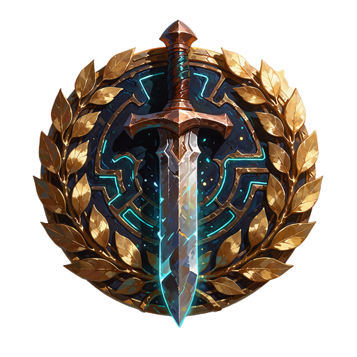 Bronzesv&aelig;rd omkranset af gylden laurb&aelig;rkrans som emblem for VIP-r&aelig;kken Legend hos Mino Casino